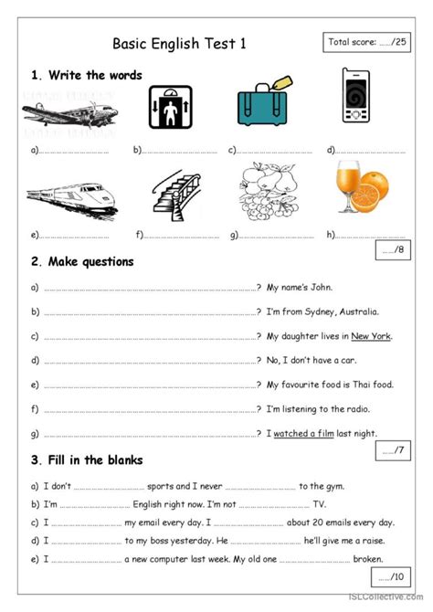 English Test 1.